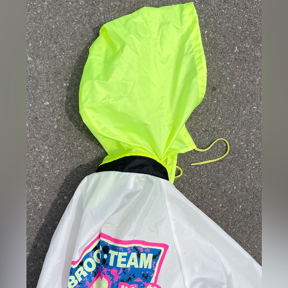 Vtg 90s Brooks International Hydro Flow Windbreaker Jacket Neon Yellow Unisex - Picture 4 of 10
